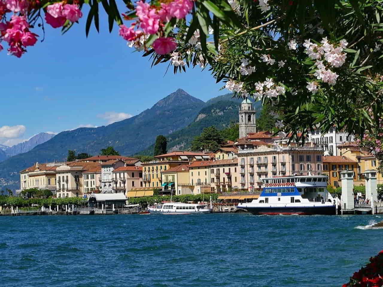 scenic lakefront and coastline of Bellagio on Lake Como Italy