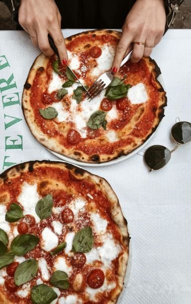Classic Margherita Pizza in a Roman Restaurant Italy