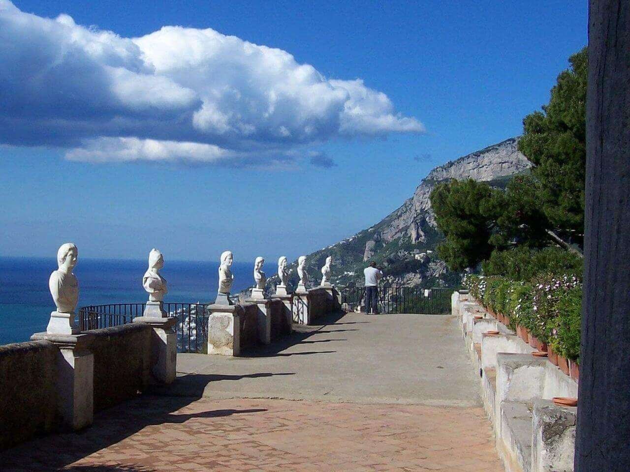 Aerial view from Villa Cimbrone's Terrace of Infinity in Ravello