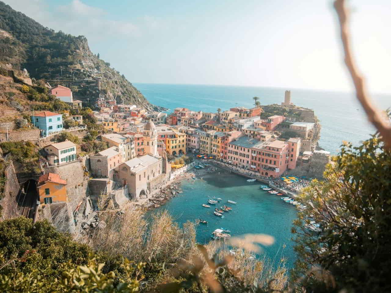 Vernazza village view in the Cinque Terre National Park along the Italian Riviera