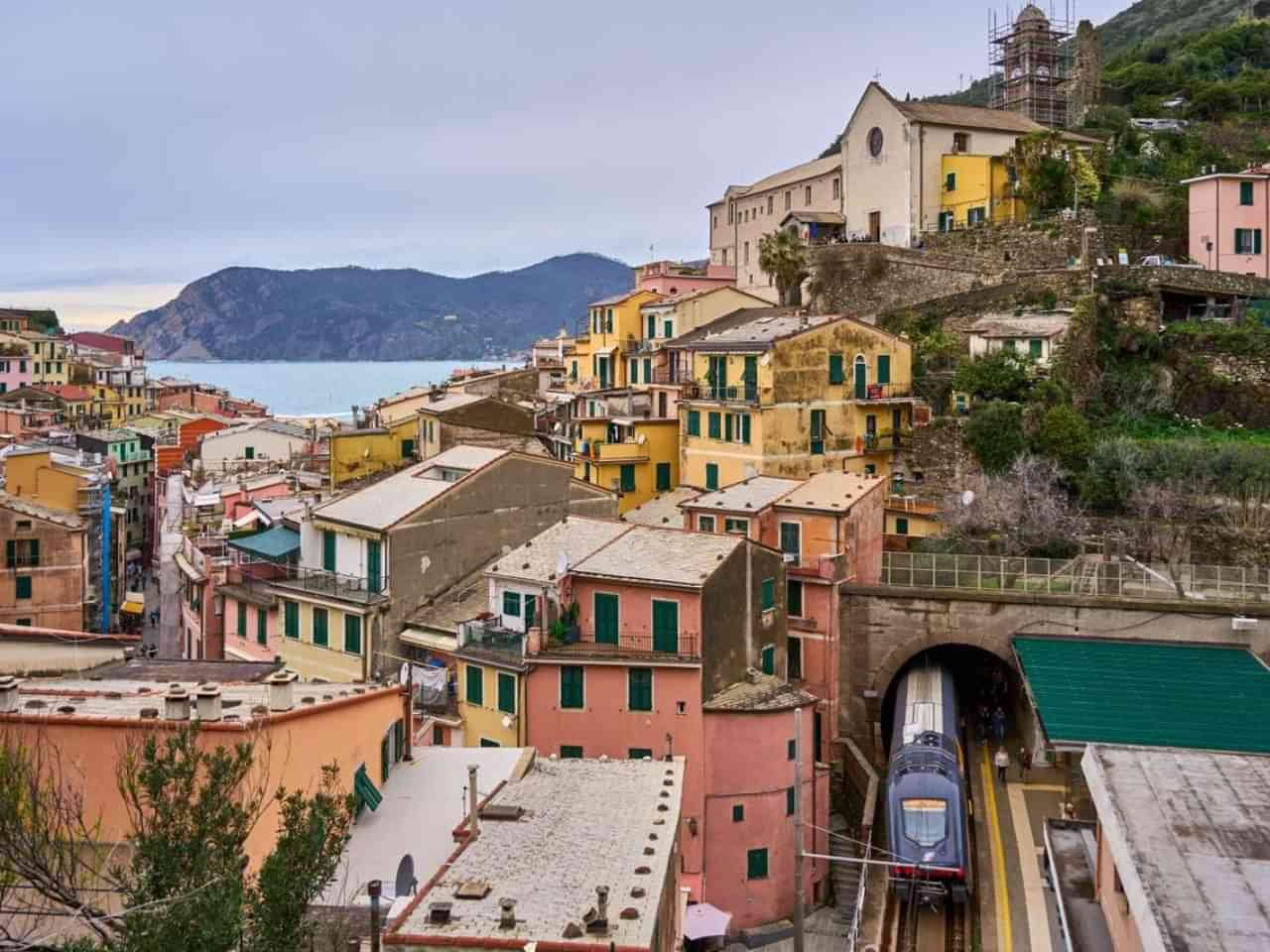 Regional train at a Cinque Terre station