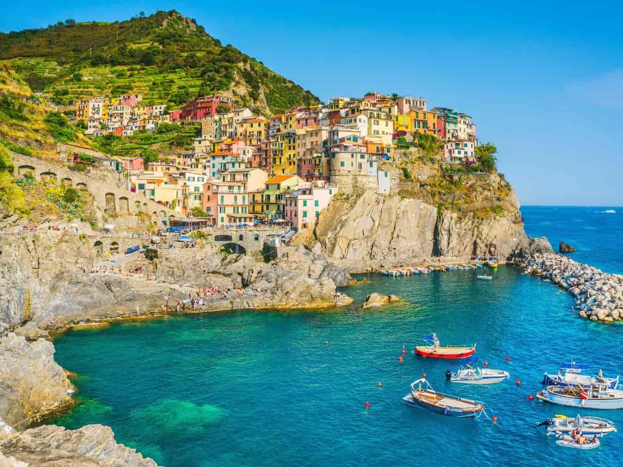 Aerial view of Manarola Village Cinque Terre Italy