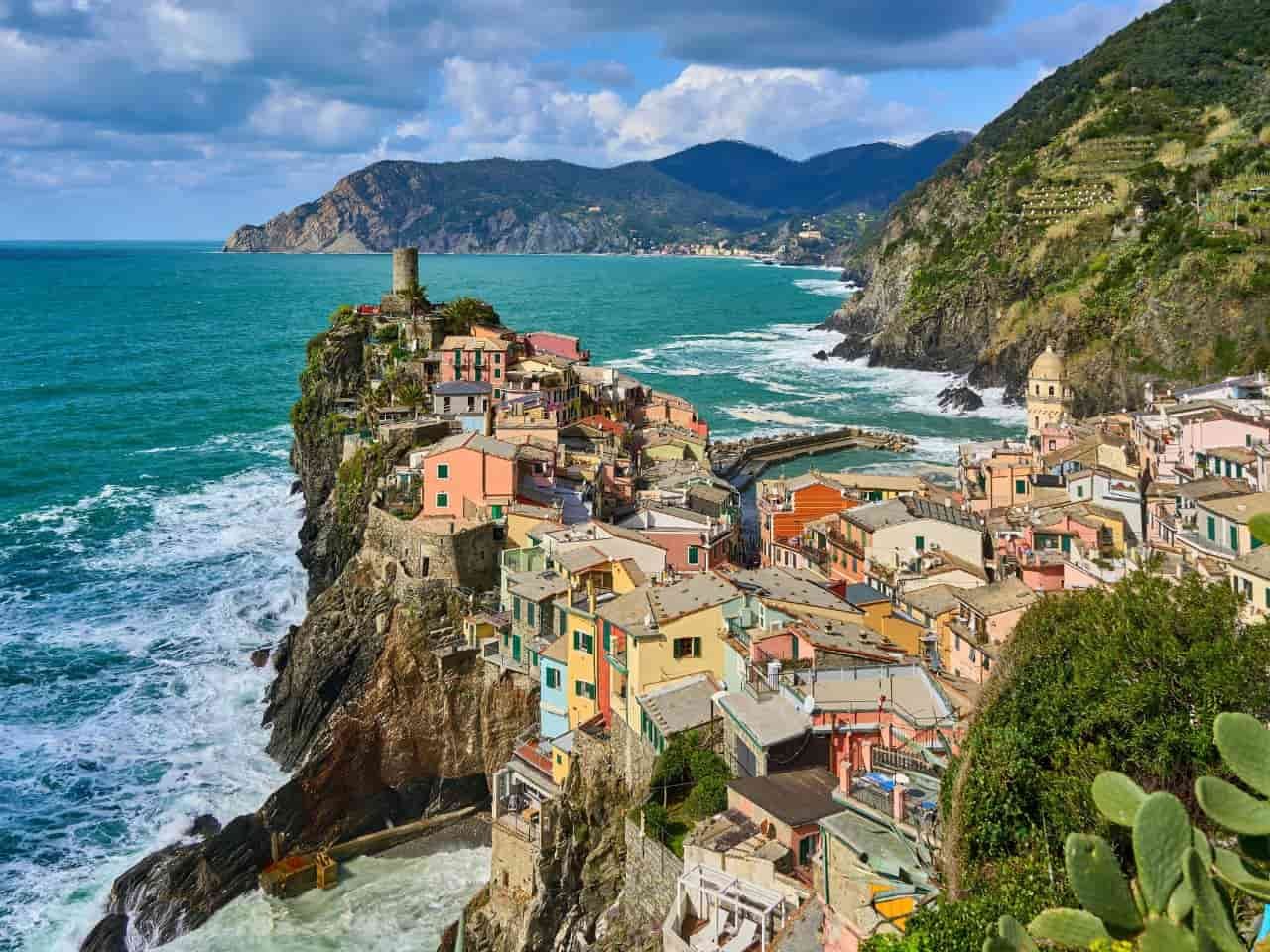 Stunning aerial view of Vernazza village Italy